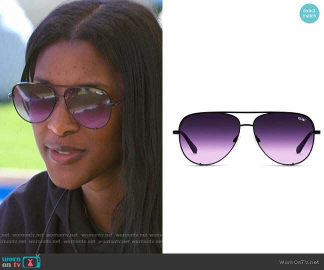 Quay High Key Sunglasses in Black Purple Fade worn by Zeta Morrison on Love Island USA