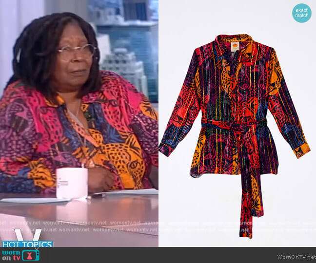 Rainbow Midnight Leopards Pajama Shirt by Farm Rio worn by Whoopi Goldberg on The View