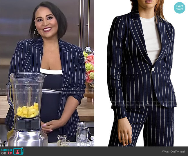 Pinstriped Linen Blazer by Ralph Lauren worn by Alejandra Ramos on Today