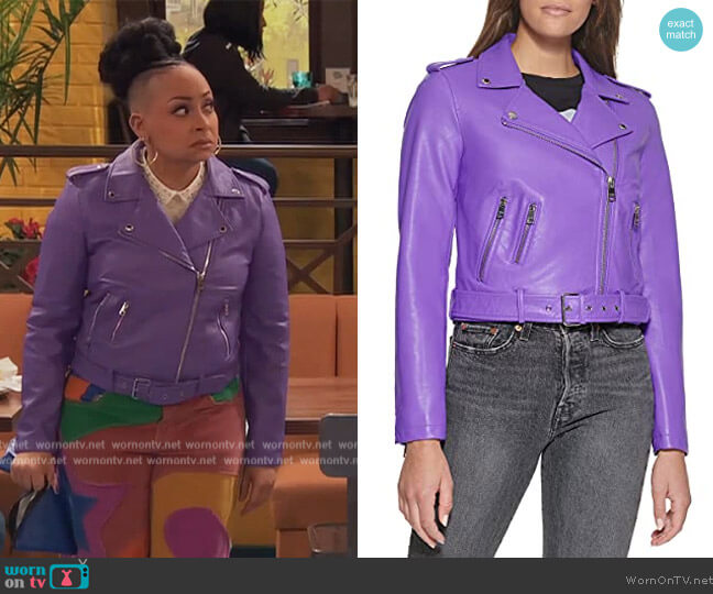 Levis Faux Leather Belted Motorcycle Jacket worn by Raven Baxter (Raven-Symoné) on Ravens Home