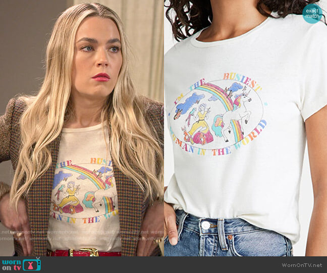 Re/Done Busiest Woman Tee worn by Maggie (Rebecca Rittenhouse) on Maggie