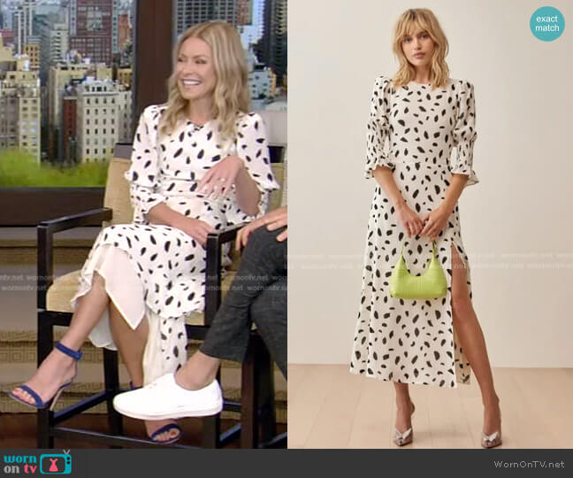 Reformation Carolena Dress worn by Kelly Ripa on Live with Kelly and Ryan