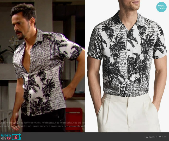 Reiss Bombay Patchwork Camp Shirt worn by Thomas Forrester (Matthew Atkinson) on The Bold and the Beautiful