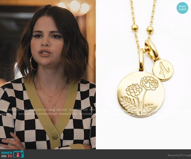 Rellery Marigold Initial Necklace worn by Mabel Mora (Selena Gomez) on Only Murders in the Building