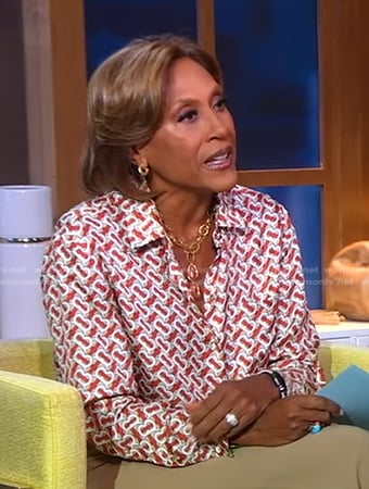 Robin’s orange and white print blouse on Good Morning America