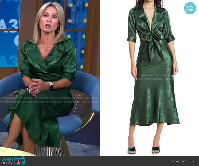 Carol Collared Faux Wrap Maxi Dress by Ronny Kobo worn by Amy Robach on Good Morning America