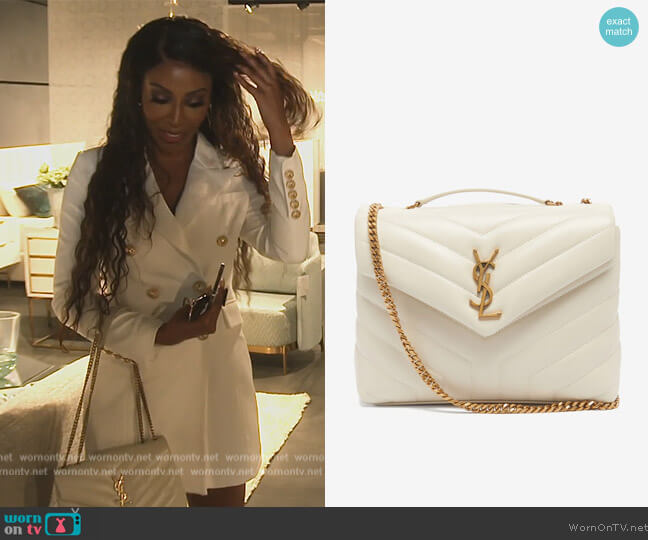 Saint Laurent Loulou small quilted leather shoulder bag worn by Caroline Brooks (Caroline Brooks) on The Real Housewives of Dubai