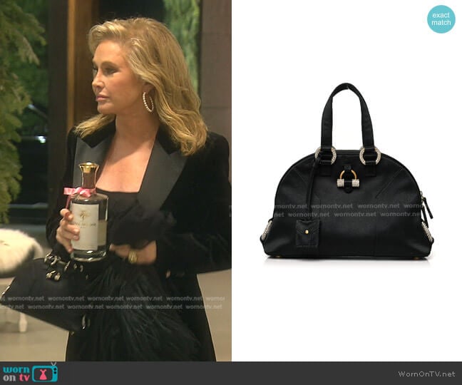 Satin Crystal Mini Muse Black by Saint Laurent worn by Kathy Hilton on The Real Housewives of Beverly Hills