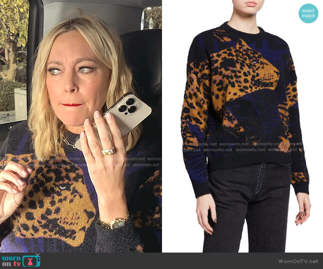 Jaguar Intarsia Sweater by Saint Laurent worn by Sutton Stracke on The Real Housewives of Beverly Hills