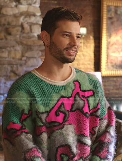 Sam's multicolor fuzzy sweater on Dynasty