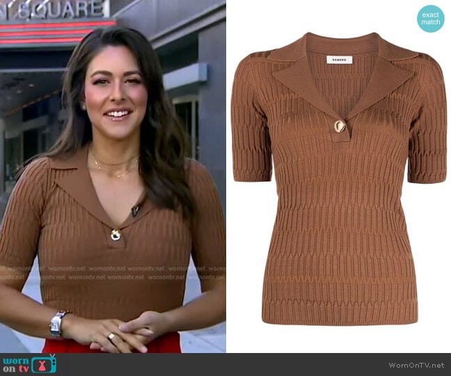 Sandro Victor Rib-Knit Sweater worn by Erielle Reshef on Good Morning America