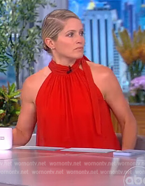 Sara’s red silk halter neck top on The View