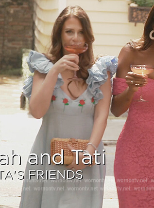 Sarah's blue rose embroidered maxi dress on Southern Charm