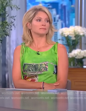 Sara's green printed satin dress on The View