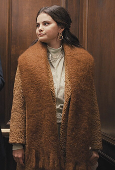 Mabel's brown teddy coat on Only Murders in the Building
