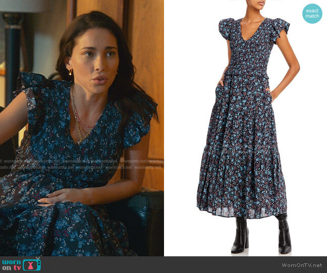 Sea Tilly Floral Midi Dress worn by Isabella (Priscilla Quintana) on Good Trouble