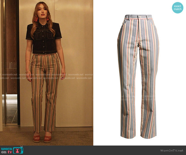 Striped High-Rise Bootcut-Leg Jeans by See by Chloe worn by Kirby Anders (Maddison Brown) on Dynasty