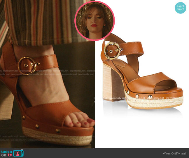 Vivane Leather Platform Ankle-Strap Sandals by See by Chloe worn by Kirby Anders (Maddison Brown) on Dynasty