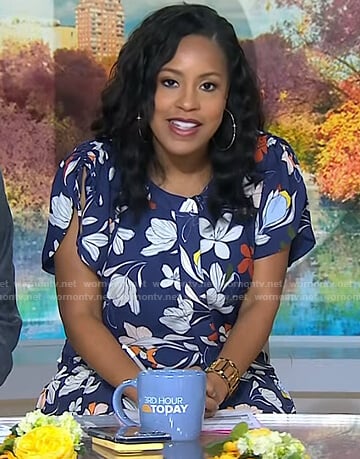 Sheinelle’s blue floral mini dress on Today