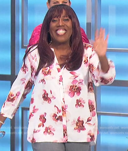 Sheryl's floral print blouse on The Talk