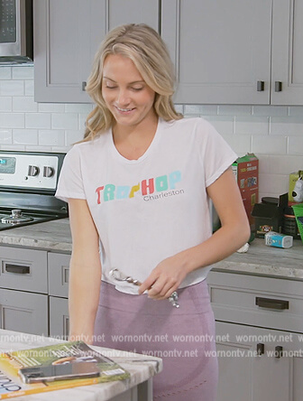Taylor’s white Trophop graphic tee on Southern Charm