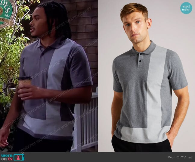 Chiping Polo Shirt by Ted Baker worn by Cameron Johnson on Days of our Lives