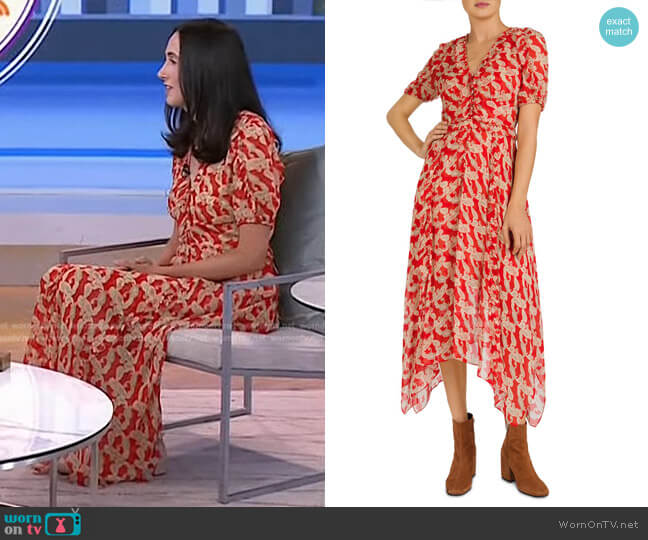 The Kooples Volute Maxi Shirt Dress worn by Nikki Erlick on Today