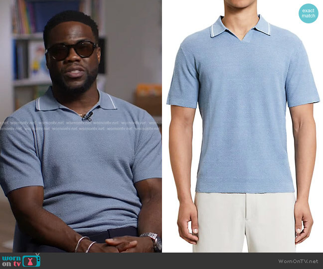 Theory Birke Linen Polo Shirt worn by Kevin Hart on Today