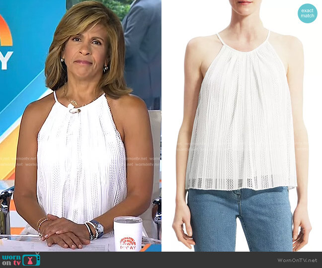 Theory Lace Pleated Halter Top worn by Hoda Kotb on Today