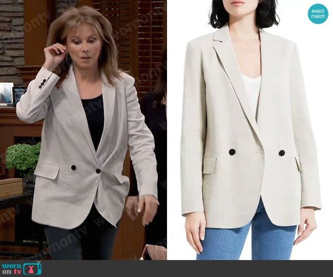 Theory Double Breasted Linen Blend Blazer worn by Alexis Davis (Nancy Lee Grahn) on General Hospital