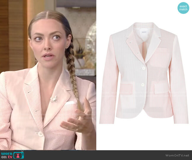 Thom Browne Mixed Weave Wool Sport Blazer worn by Amanda Seyfried on Live with Kelly and Ryan