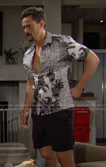 Thomas's black and white printed shirt on The Bold and the Beautiful