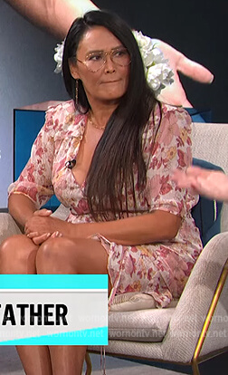 Tia Carrere’s pink floral dress on E! News Daily Pop
