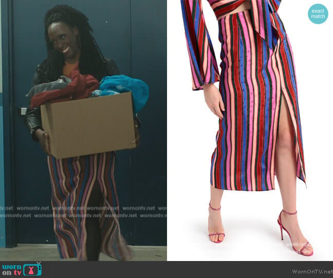 Stripe Skirt by Topshop worn by Carolyn Michelle Smith on The Chi