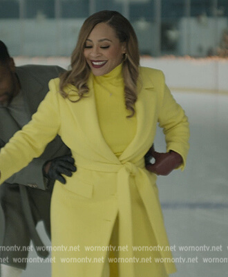 Tracy's yellow wrap coat on The Chi