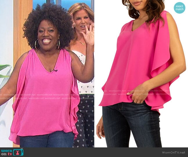 WornOnTV: Sheryl’s pink v-neck draped top on The Talk | Sheryl ...