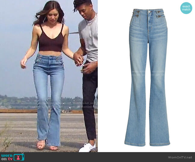 Beverly Button Tab Flare Jeans by Veronica Beard worn by Gabriela Windey on The Bachelorette