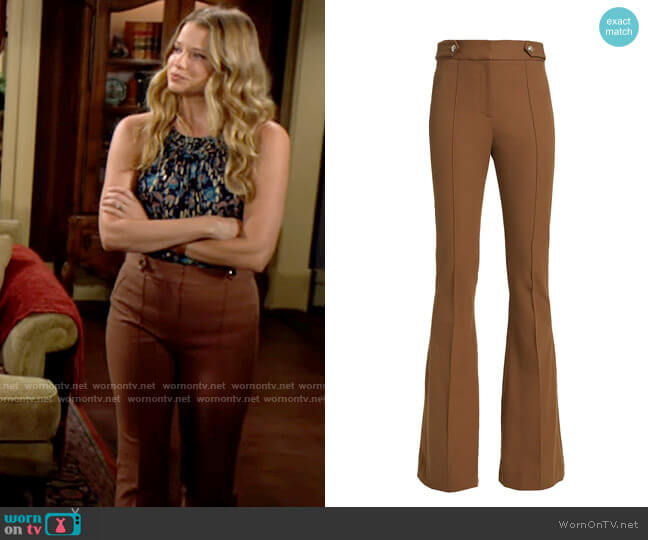 Veronica Beard Elsbury Pants in Cocoa worn by Summer Newman (Allison Lanier) on The Young and the Restless