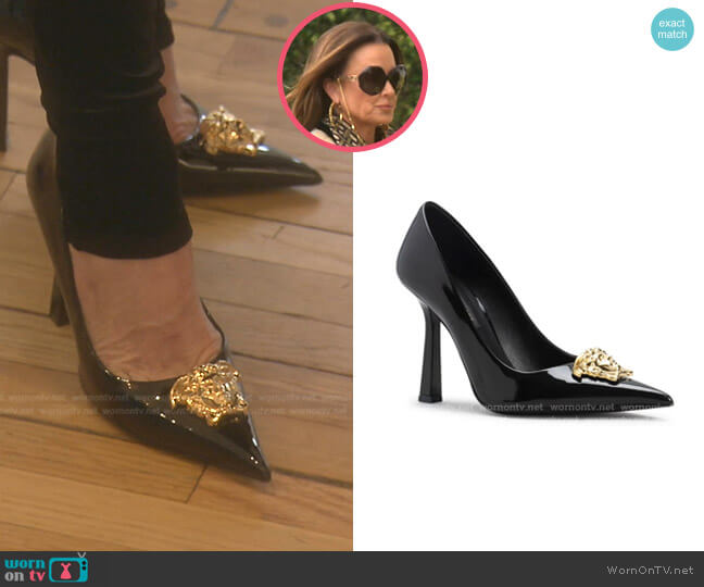 La Medusa 105mm Stiletto Pumps by Versace worn by Kyle Richards on The Real Housewives of Beverly Hills