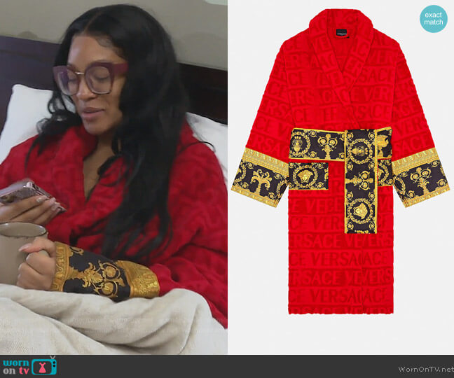 I Love Baroque Bathrobe by Versace worn by Drew Sidora on The Real Housewives of Atlanta