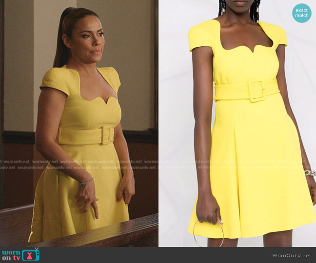 Belted Flared Dress by Versace worn by Cristal Jennings (Daniella Alonso) on Dynasty