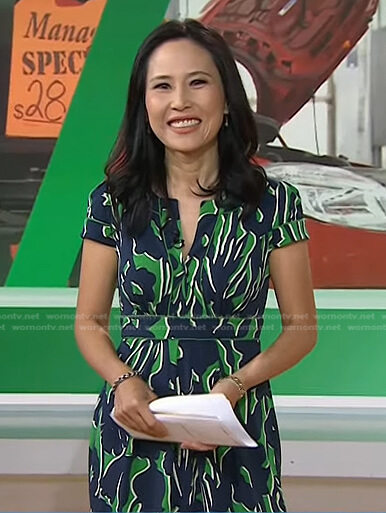 Vicky’s green and navy printed dress on Today