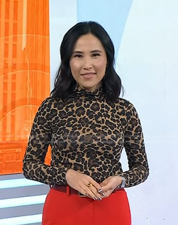 Vicky’s leopard print turtleneck top on Today