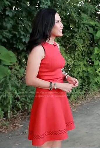 Vicky’s red scalloped ribbed dress on Today