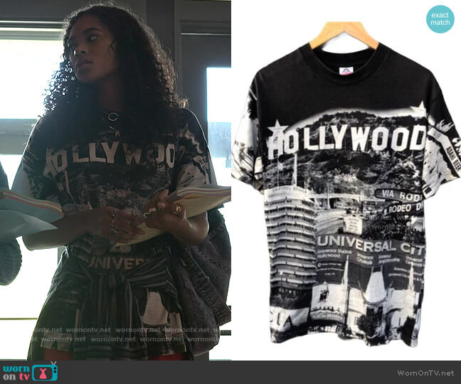  Vintage Hollywood Hills T-shirt worn by Tabitha 'Tabby' Hayworth (Chandler Kinney) on Pretty Little Liars Original Sin