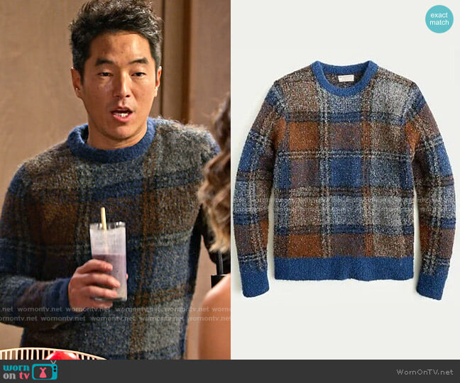 Wallace & Barnes at J. Crew Brushed Check Sweater worn by Dave (Leonardo Nam) on Maggie