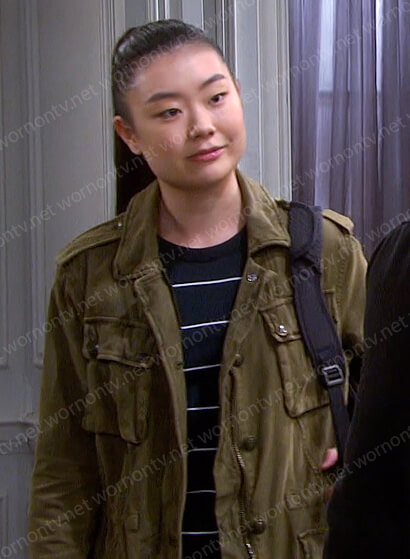 Wendy's green utility jacket on Days of our Lives: Beyond Salem