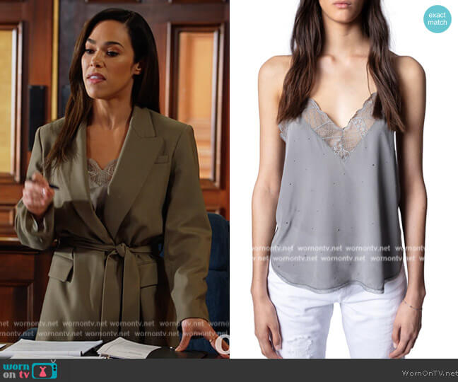 Christy Strass Camisole by Zadig and Voltaire worn by Emily Lopez (Jessica Camacho) on All Rise