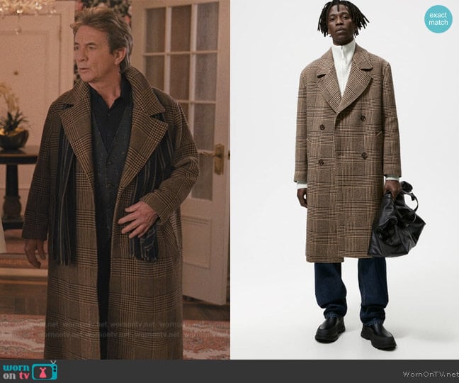 Zara Double-Breasted Plaid Coat worn by Oliver Putnam (Martin Short) on Only Murders in the Building