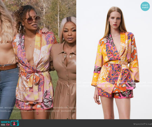 Zara Printed Kimono worn by Eva Marcille Sterling on The Real Housewives Ultimate Girls Trip